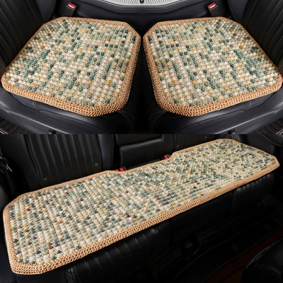 Cool pad | Ventilated Breathable Beads Office Universal - chunmanyuan-three-piece-set-beige-crochet-edge-double-layer-thickened-3d-breathable-and-non-slip