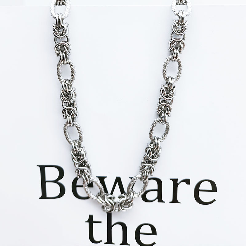 TikTok Hip-Hop Simple Stainless Steel Handmade Fame Stitching Necklace Men's Clavicle Chain Titanium Steel Exquisite Personalized Jewelry