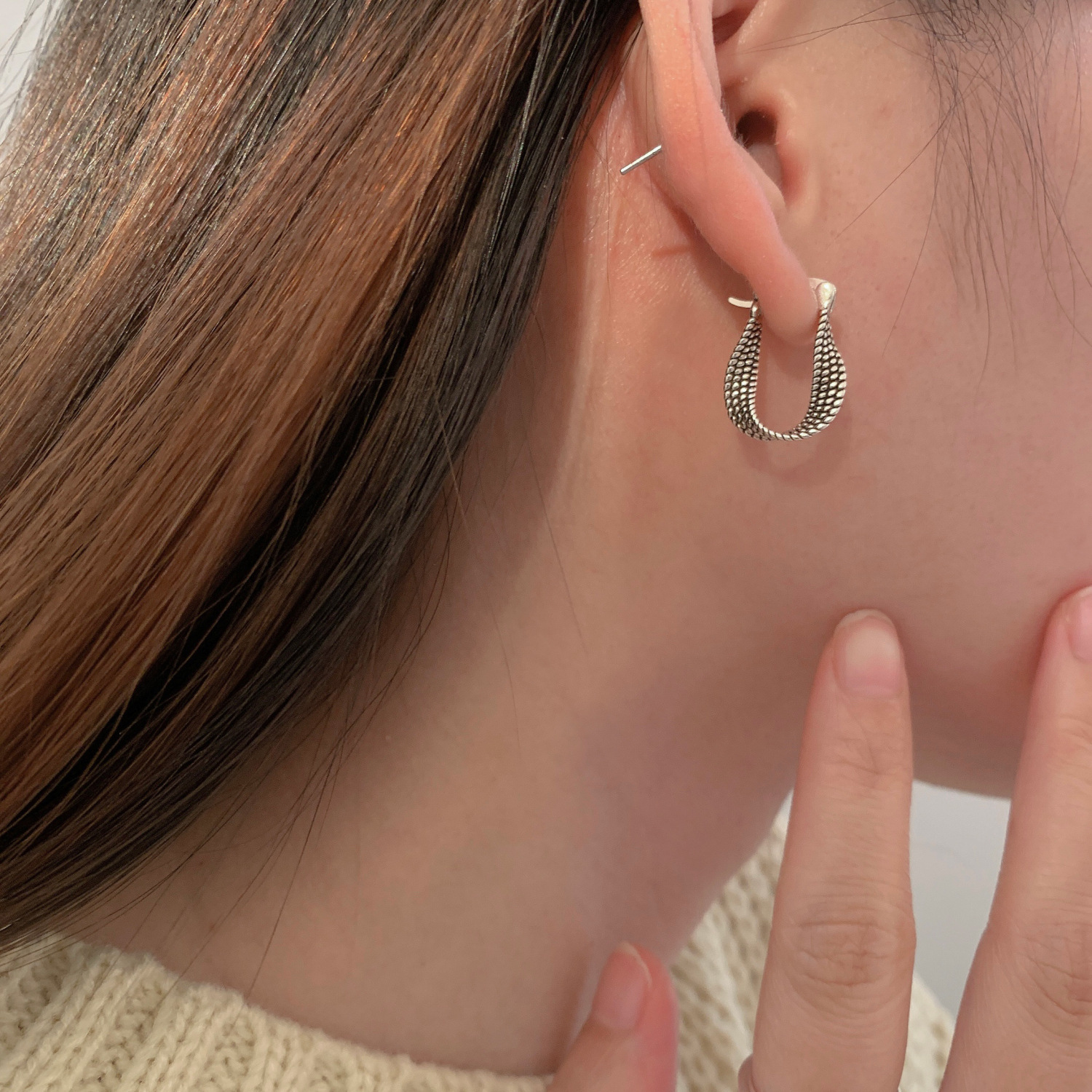 vintage twisted design earrings