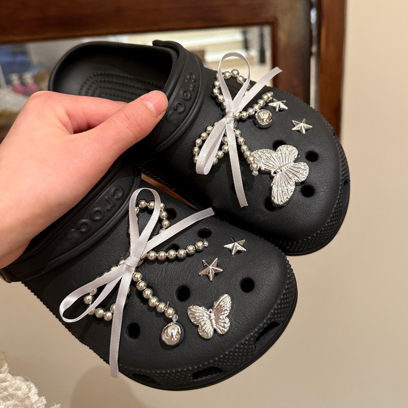 Beaded Bow Shoe Accessories Compatible with Crocs, Shoe Charms, DIY Slippers, Skechers Decorations