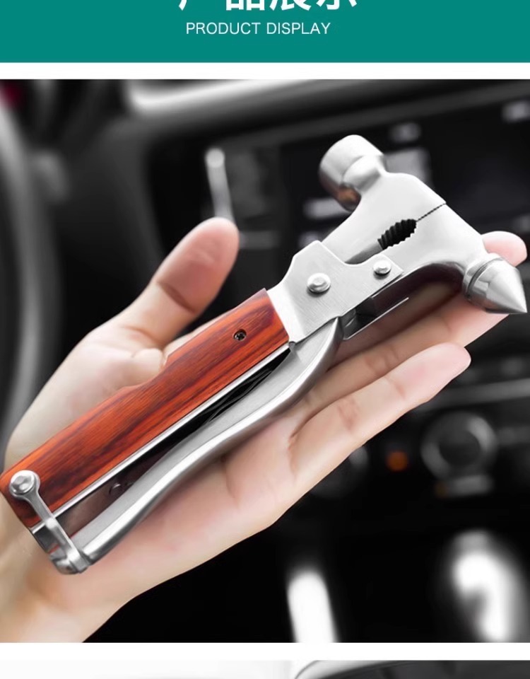 Car window breaker multi-function safety hammer car interior fire emergency window glass with cutter escape hammer