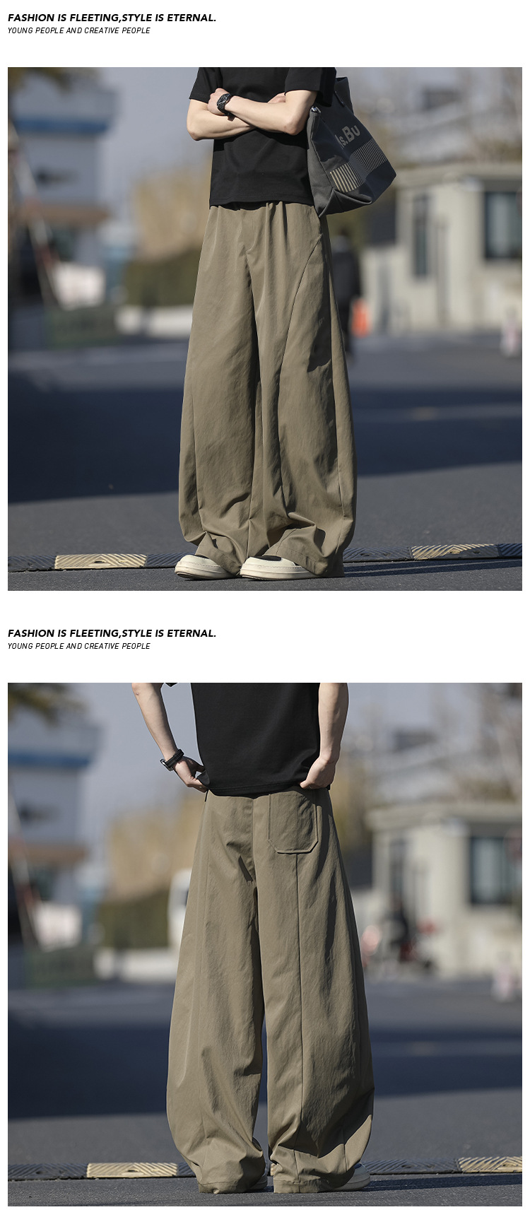Herren Freizeithose Im American Style Mit Weitem Bein Gerade_voghion.com