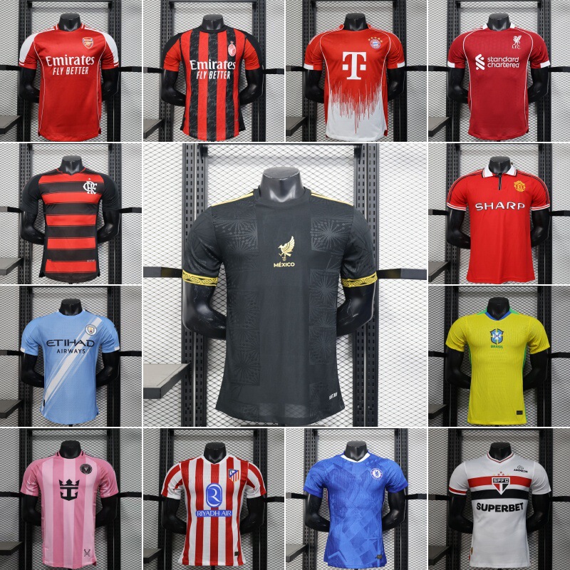 player Soccer Clothes AC Mexico Flamenco Portugal Manchester City Arsenal Morocco Short Sleeve T-Shirt