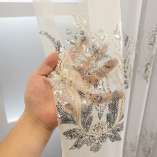 Turkish hand-embroidered embroidered embroidered window screen wafer beads living room European-style embossed living room bedroom balcony curtain