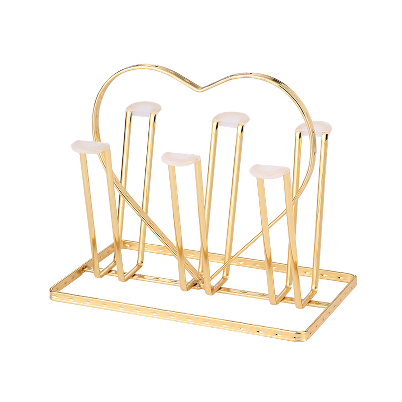 Titular de la taza de drenaje de hierro de estilo japonés de estilo europeo creativo luz piso de lujo taza de agua estante invertido juego de agua de cocina estante de almacenamiento