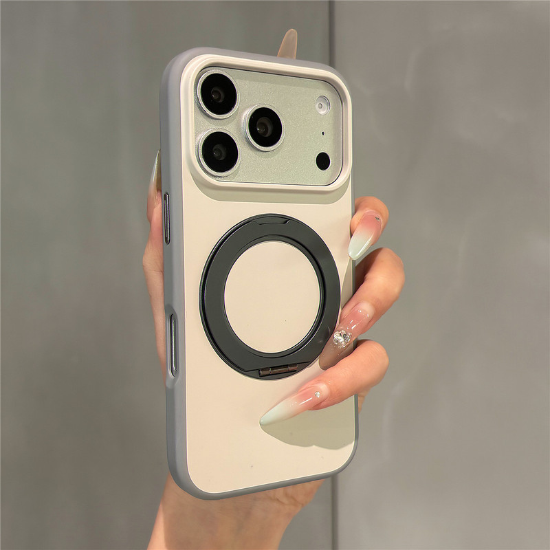 Iphone17Promax Contrasting Color 360-Degree Rotating Magnetic Stand Phone Case Suitable for Apple 16 Hard Protective Case