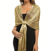 A 1736 Lurex Tassel Shawl 金银丝流苏披肩跨境专