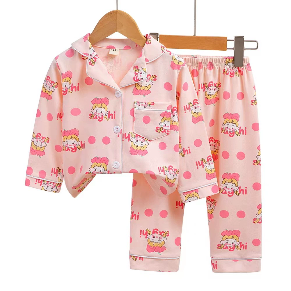 Children's long-sleeve, pijama, set, cardigan, cartoon trousers, children's clothing