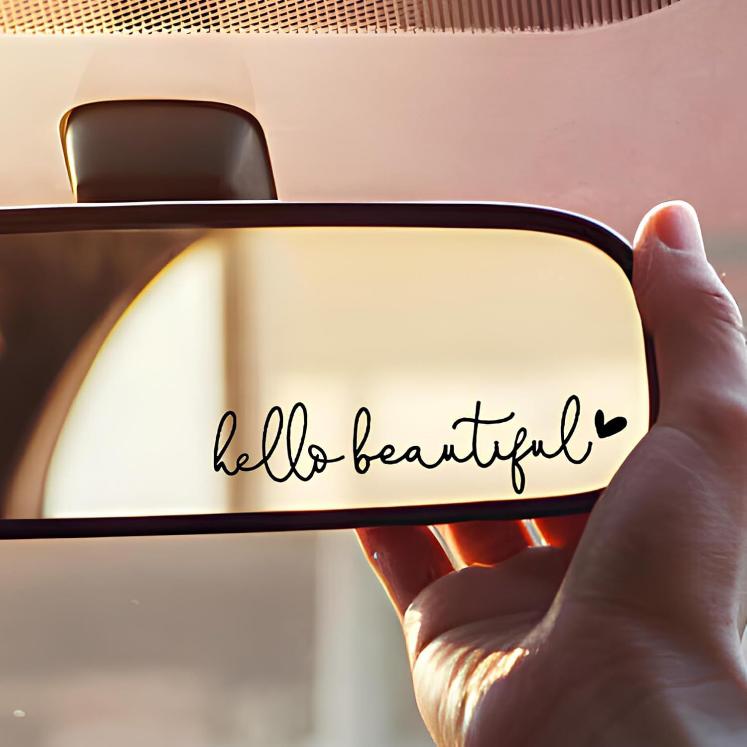 Hot Selling Hello Beautiful Car Mirror Sticker, Rear View Mirror Female Decal_voghion.com