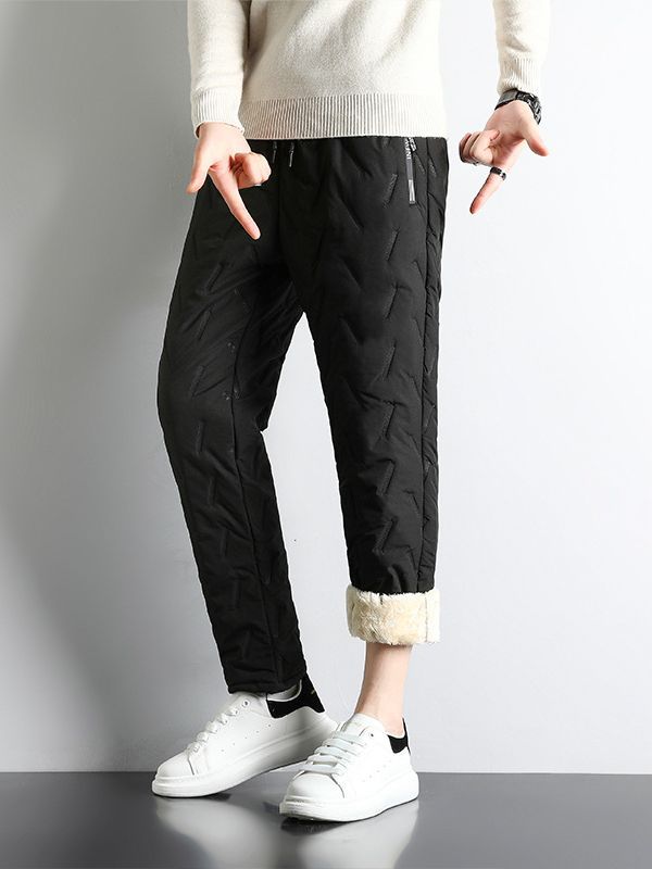 Camisa menos ropa de invierno pantalones de algodón de los hombres de tamaño extra grande de lana de cordero de invierno ropa exterior caliente suelta pantalones casuales rectos