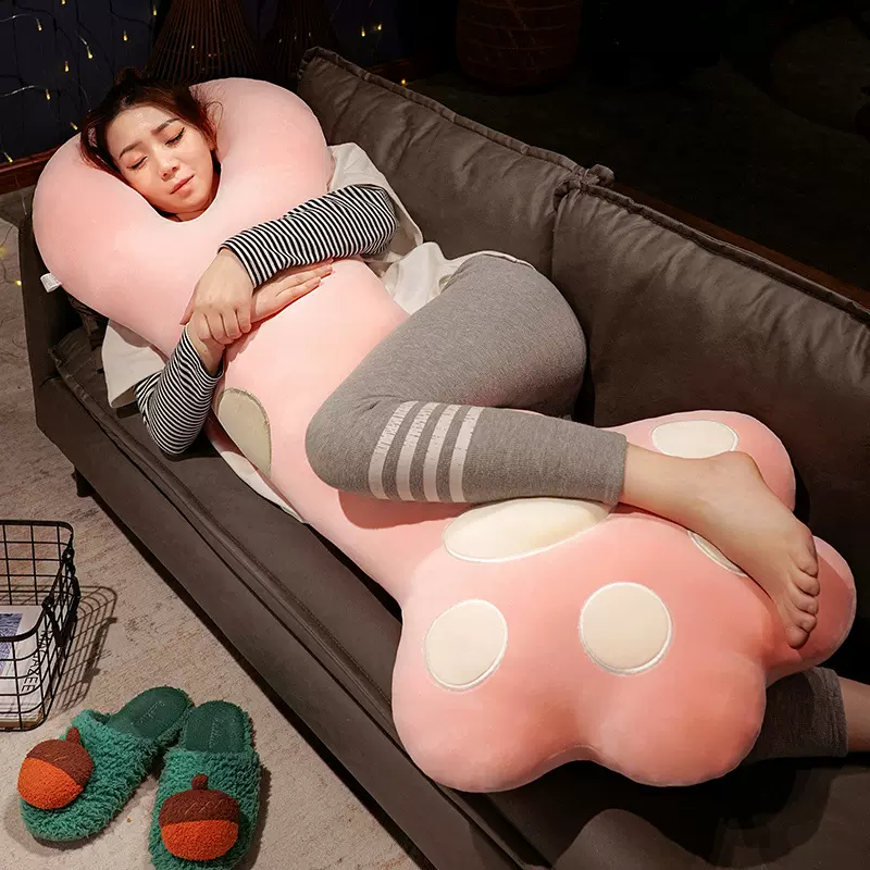 可爱猫爪长条枕巨型猫咪抱枕女生床上睡觉儿童毛绒玩具趴睡枕批发