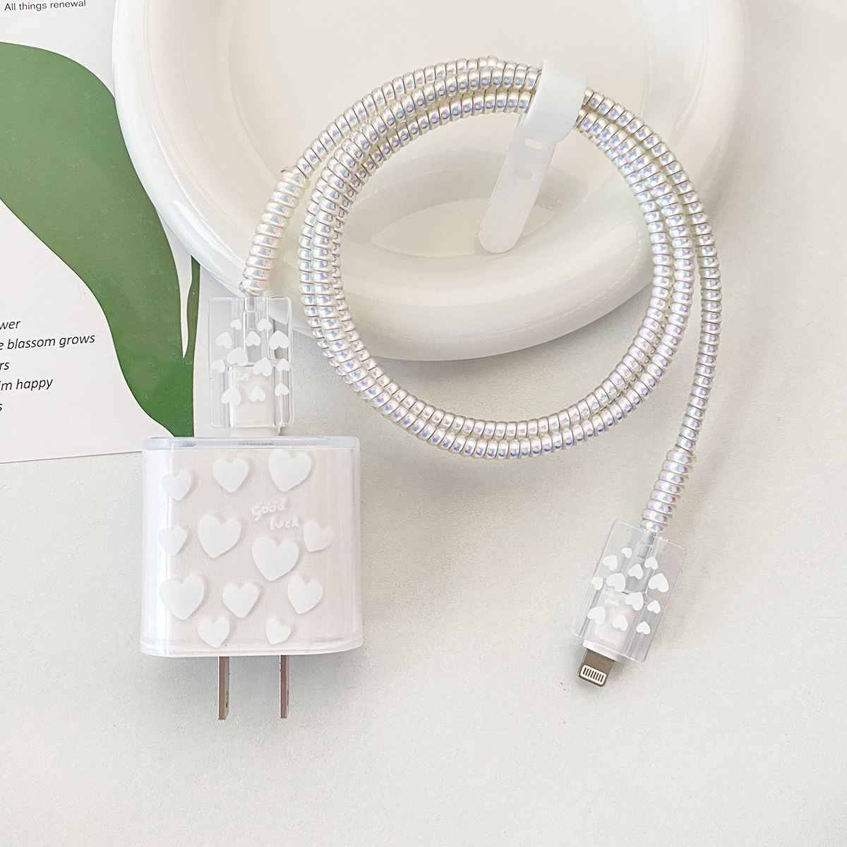 삼성 25w-luck 화이트 러브 헤드 커버 라인 커버 2 1 미터 레이저 화이트 로프