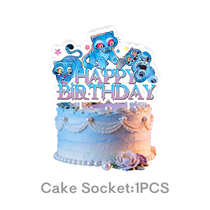 猎魔女团卡通宠物老虎derpy tiger生日派对纸盘纸杯桌布装饰横幅|undefined