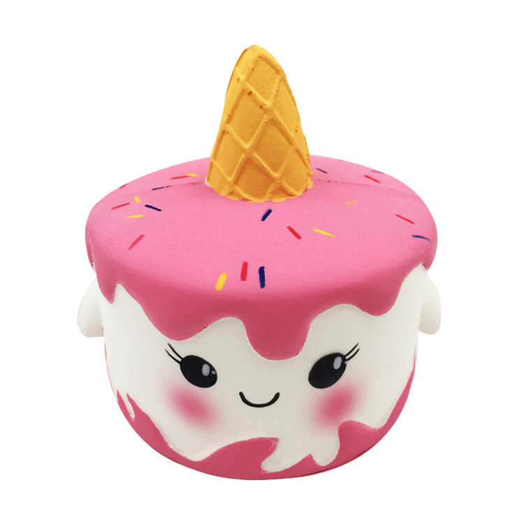 Squishy alimento simulado crema pastel de fresa comer jugar DIY húmedo suave rebote lento niños juguetes caseros pequeños