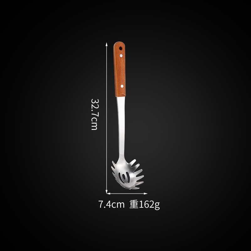 Espeso no magnético mango de madera de acero inoxidable pala de cocina conjunto de pala de cocina de fugas de cocina