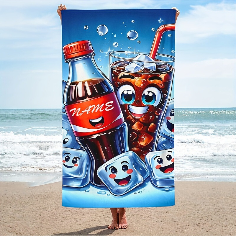 Cross-Border Dropshipping of Jit1 Piece of Customizable Beach Towel with Personalized Name and Cola Bottle Print Cross-Border Dropshipping of Jit1 Piece of Customizable Beach Towel with Personalized Name and Cola Bottle Print