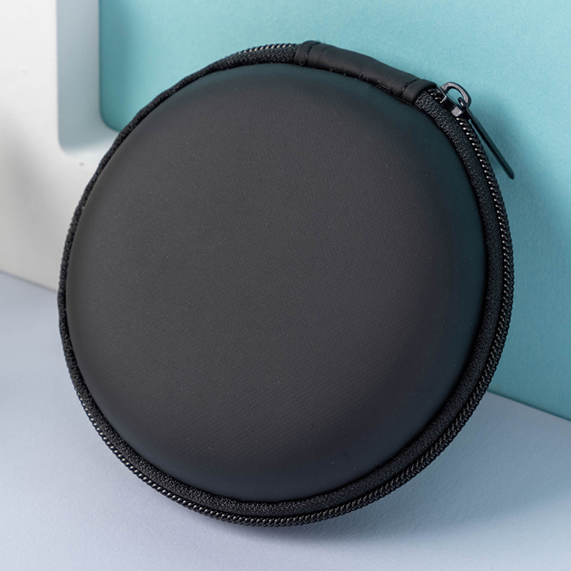 Portable round eva headset storage bag Bluetooth headset storage box data cable storage box