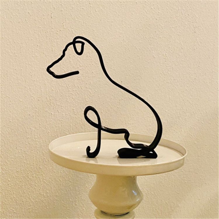 New Dog Art Sculptur Simple Metal Dog Animal Dog Cat Ornament Crafts