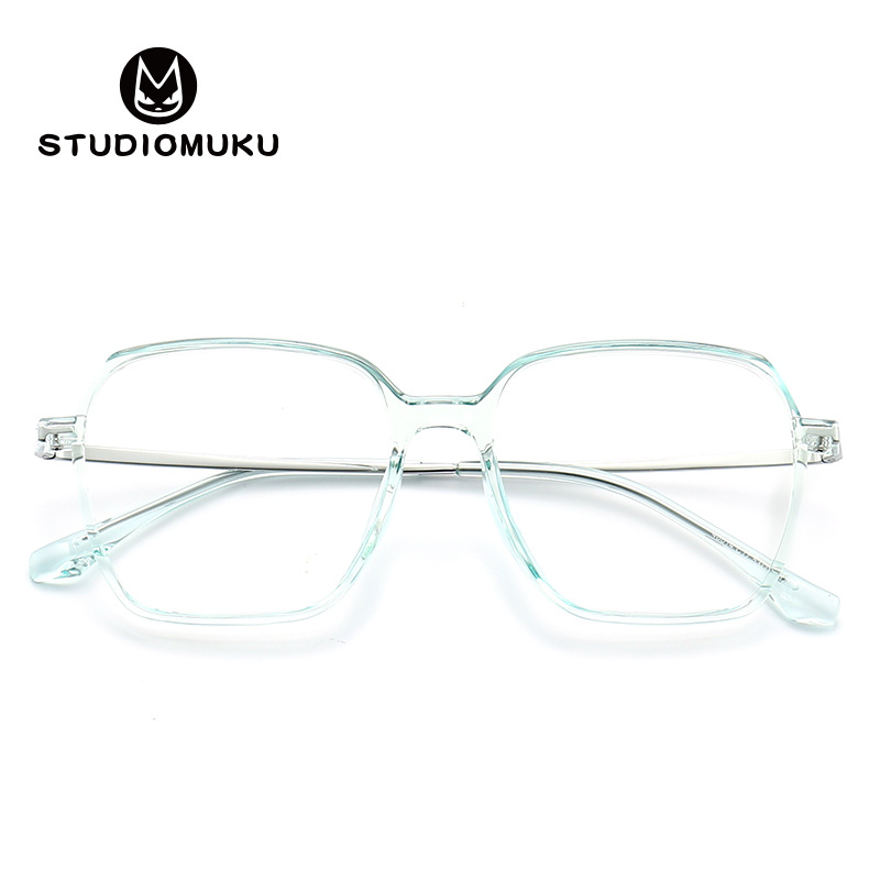 STUDIOMUKU Muku gafas de moda nacional de color caramelo cara grande marco completo transparente gradiente retro miopía gafas marco image 5