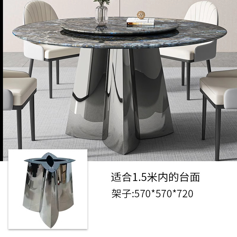 Mesa de acero inoxidable soporte de piernas de mármol base de lujo ligero marco de soporte de tabla de roca mesa redonda pie de mesa larga isla marco de mesa pie de comedor