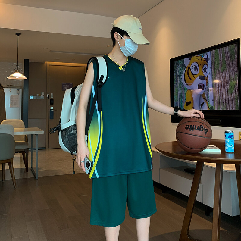 Summer Ice Silk Basketball Suit suit Men's Quick-drying Breathable Sports Vest Ball Suit Group-buying Training Suit Competition Team Uniform
