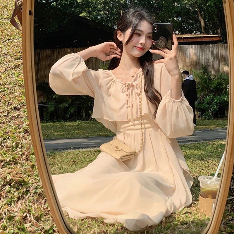 温柔风收腰显瘦气质吊带连衣裙套装女+森系高级感长袖防晒开衫女|undefined