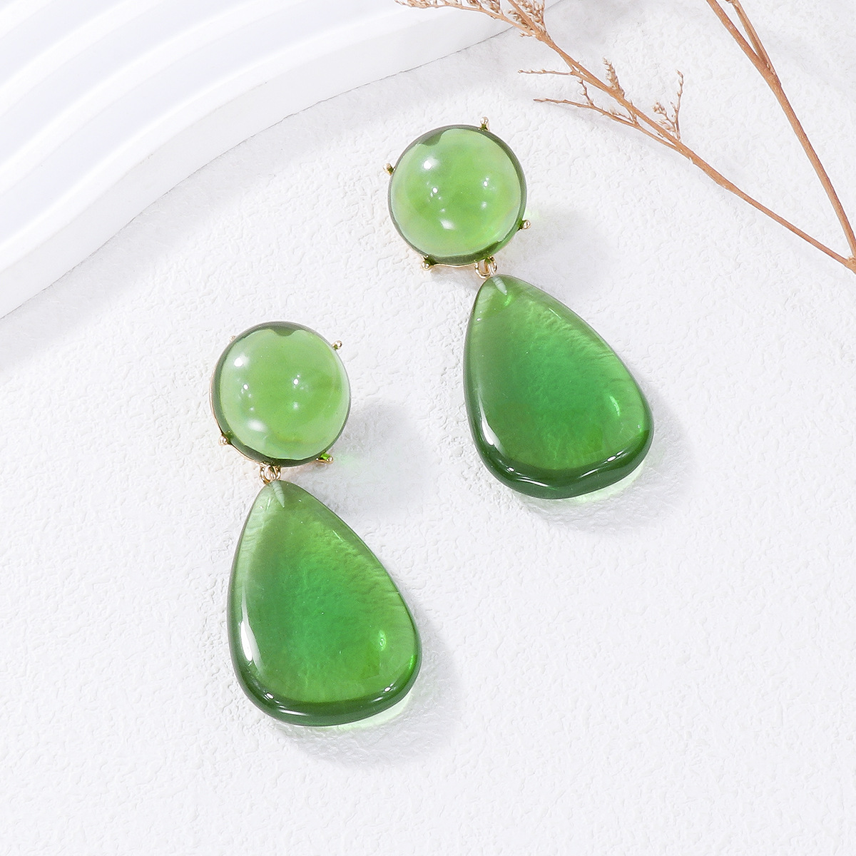 1 Pair Casual Round Water Droplets Enamel Inlay Resin Resin Drop Earrings display picture 11