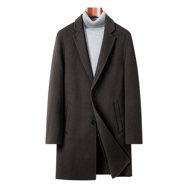 Chaqueta cálida de color sólido de invierno para hombre 100% oveja pura Abrigo de doble cara de cachemira engrosada 2024