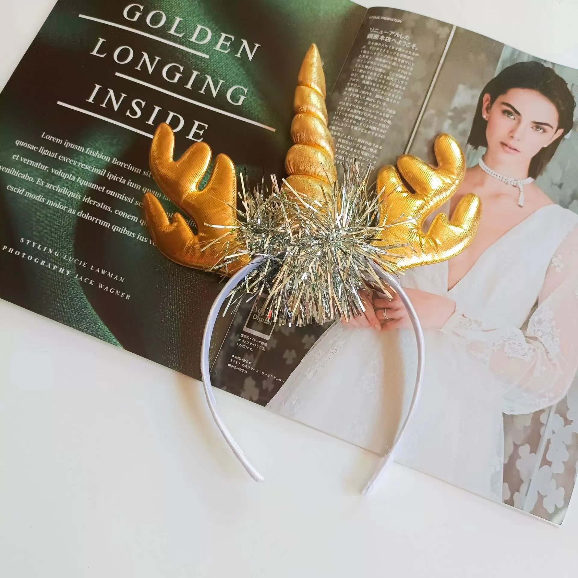 Venta caliente árbol de Navidad unicornio tocado Navidad fiesta de vacaciones vestido lindo diadema directo de fábrica de Navidad