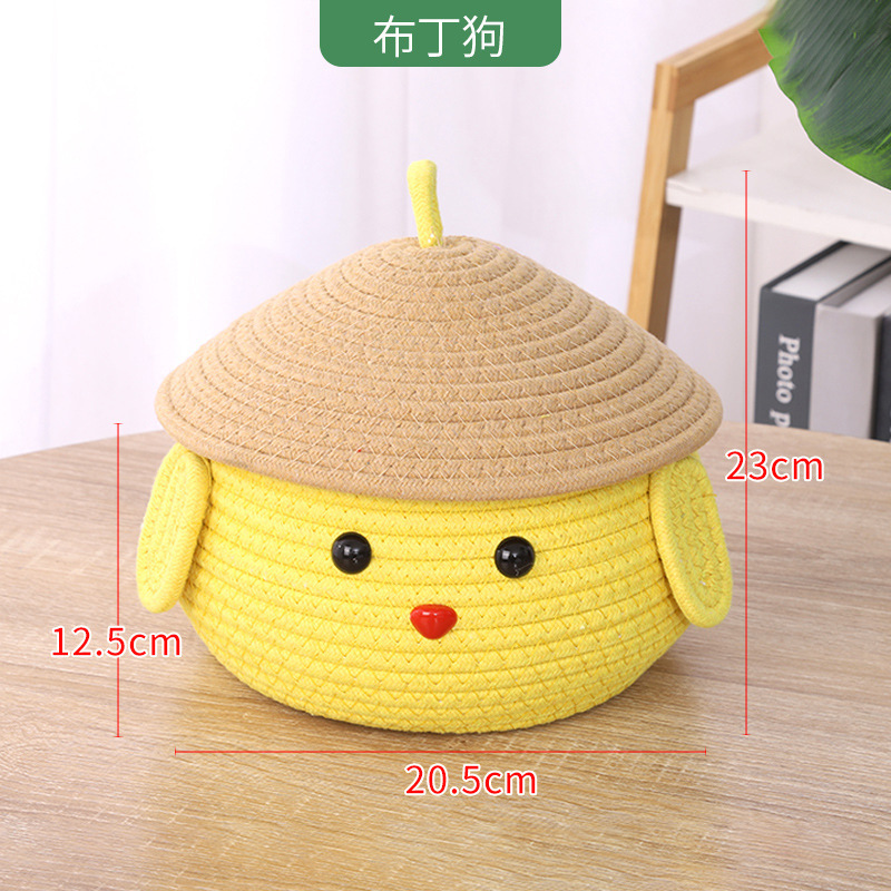 綿の紐を編んでかごのデスクトップのお茶を収納します。|undefined