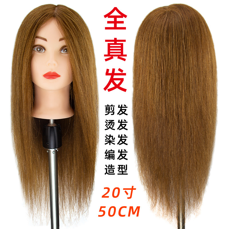 Full real hair head model hairdressing teaching head can be blown, cut, bleached and permed dummy head 20 inch wig doll head factory wholesale Full real hair head model hairdressing teaching head can be blown, cut, bleached and permed dummy head 20 inch wig doll head factory wholesale