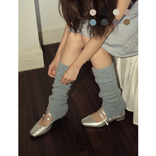 Homemade Ballet Style Wool Blended Circle Knitted Slit Pile Socks for Women in Autumn and Winter Millennium with Knitted Leg Covers