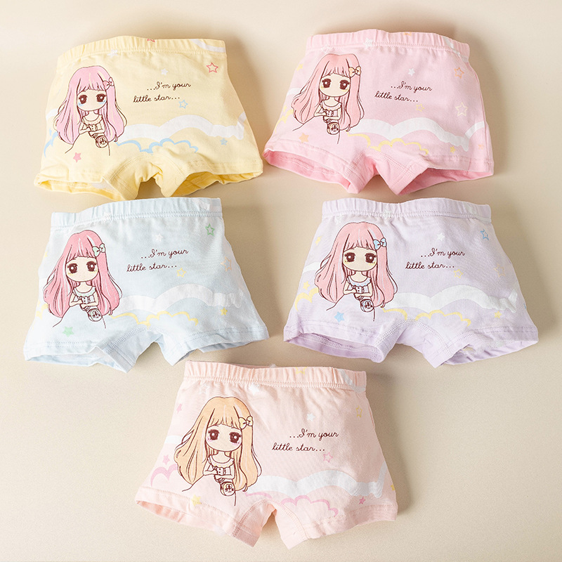 Girls' Underwear Cotton Children's Boxers Children's Wear Boxers Small Medium and Large Children's Cartoon Girls' Baby Boxers