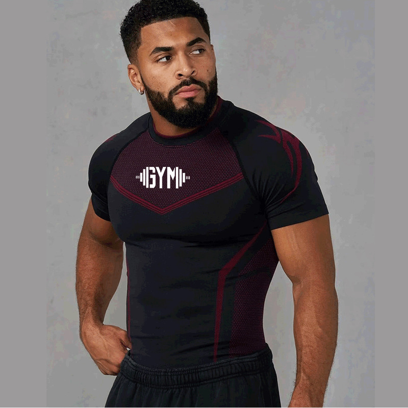 Y2K Men's Fitness Tights Quick-Drying Breathable Elastic Training Short-Sleeved Muscle Shaping Sports Top Y2K Men's Fitness Tights Quick-Drying Breathable Elastic Training Short-Sleeved Muscle Shaping Sports Top