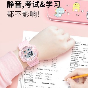 Liujia Girls Watch Kidsren Primary School Students Luminous Time Boys and Girls Waterproof Student Alarm Clock Digital Girls