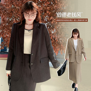 Temperament Loose and High-End Work Clothing Silhouette Suit Autum Large Size Fat mm Simple Accessible Luxury Noble Jacket 63547A