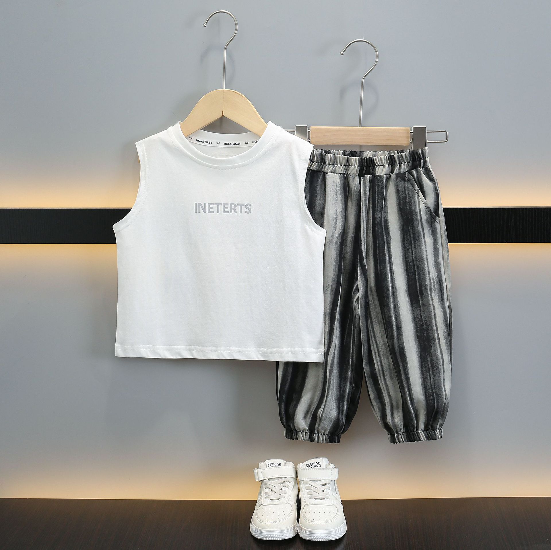 7362 traje de chaleco de punto para niños 2025 nueva ropa sin mangas de moda para bebés