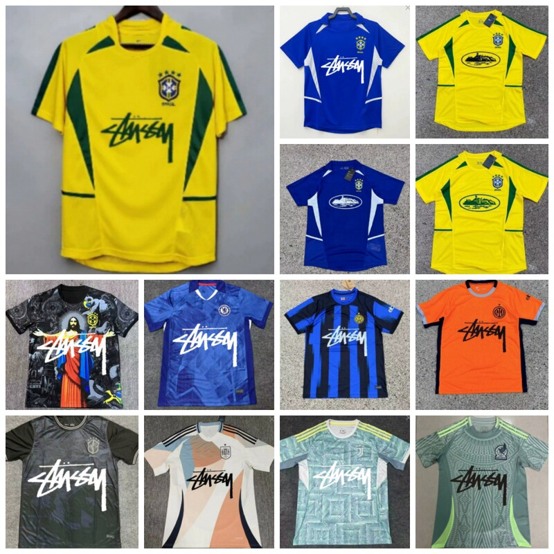 Signed Stussy Jersey Flamengo Italy Commemorative Edition Portugal Inter Milan Brazil Spain Football Jersey