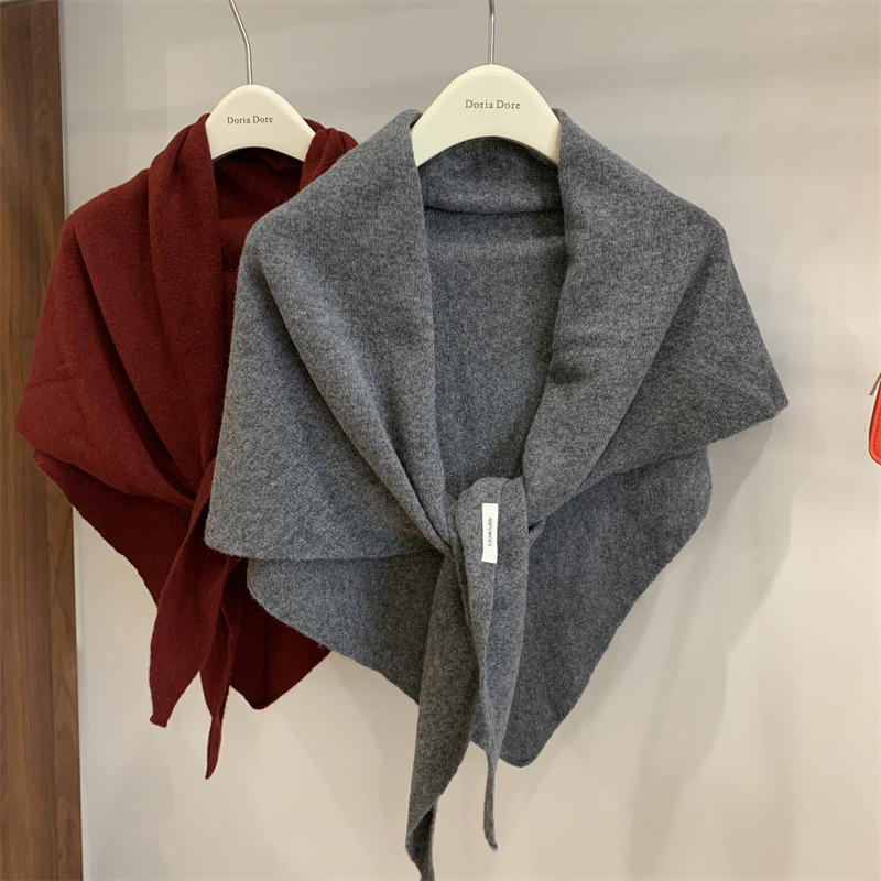 凹造型羊毛wool100%披肩加大秋冬新款保暖三角巾针织围巾女|undefined