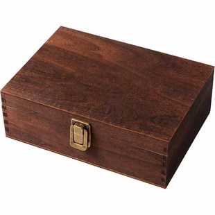 Japanese Simple Wooden Box Flip-Top Sundries Storage Box with Lock Solid Wood Gift Packaging Box