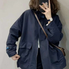 百搭风衣女简约宽松时髦新款休闲外套减龄2025春秋季纯色绣花连帽
