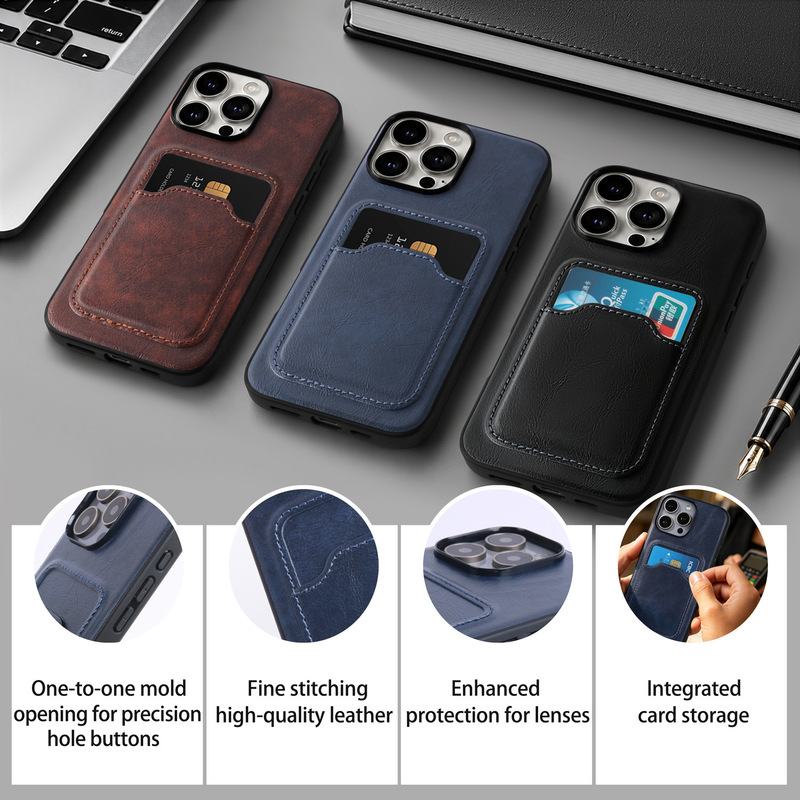 Simple Retro Card Holder Integrated Pu Leather Phone Case Suitable for iPhone 18Pro, Samsung S25U, Google 9A Leather Case Simple Retro Card Holder Integrated Pu Leather Phone Case Suitable for iPhone 18Pro, Samsung S25U, Google 9A Leather Case