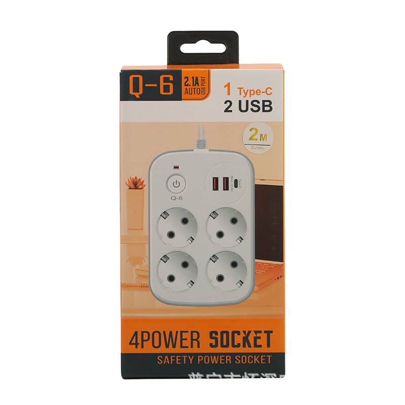 Enchufe multifuncional de estilo europeo, caja de color neutro blanco y negro, enchufe de comercio exterior ruso