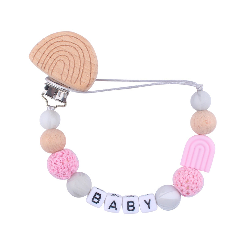 Nuevo bebé de haya animal chupete clip calmante bebé DIY animal mordedura molares chupete cadena