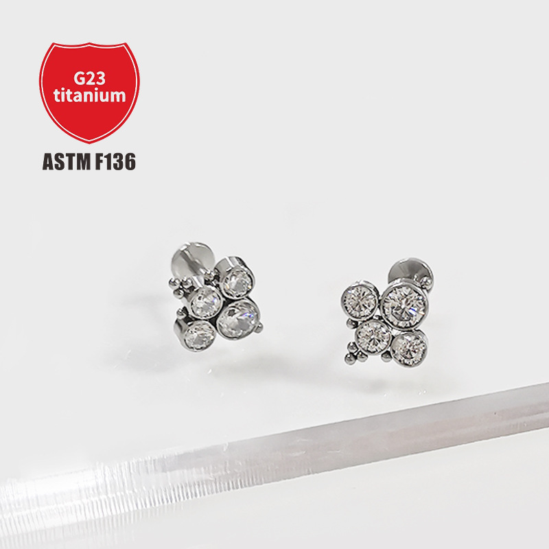 Pointed titanium steel lip stud product view