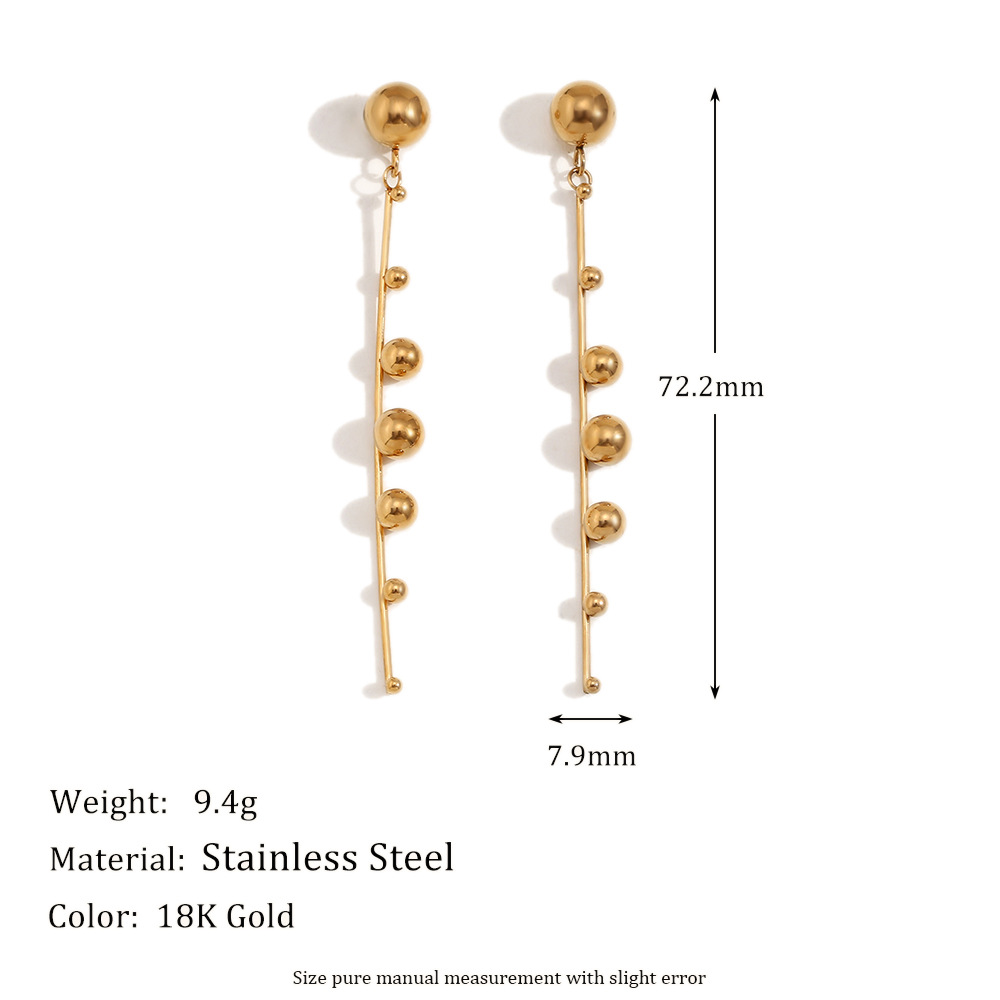 Popular Beads Tassel Stainless Steel Earrings