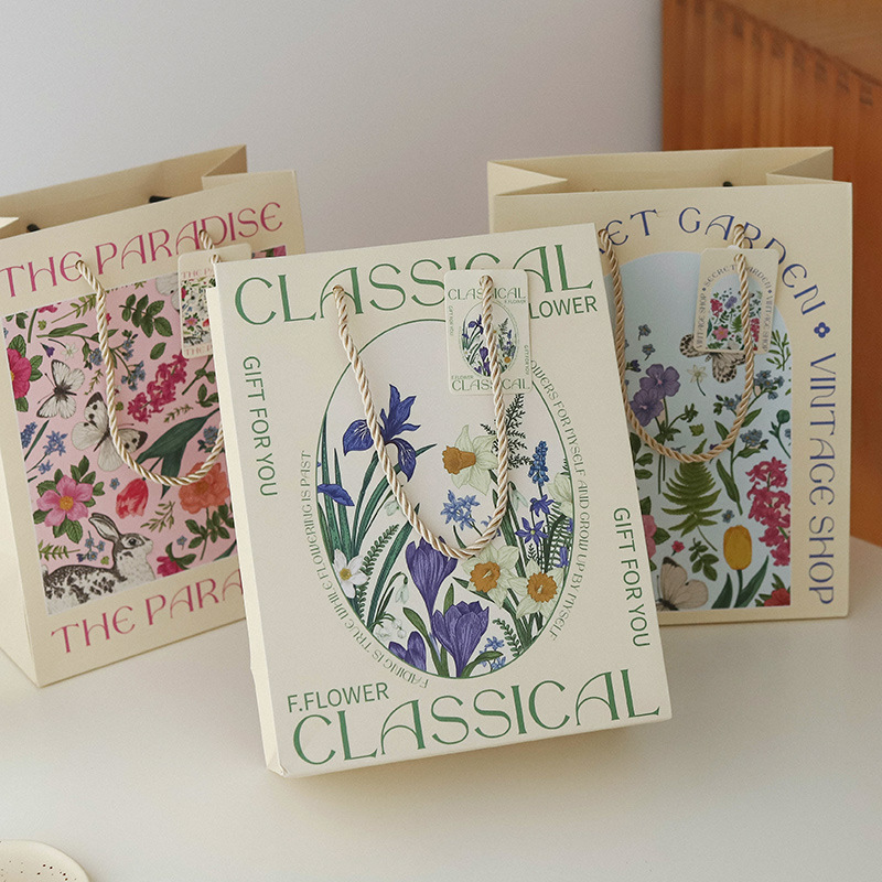 莫奈花园礼品袋 复古森系文艺手提袋ins高级感纸袋男女生日礼物