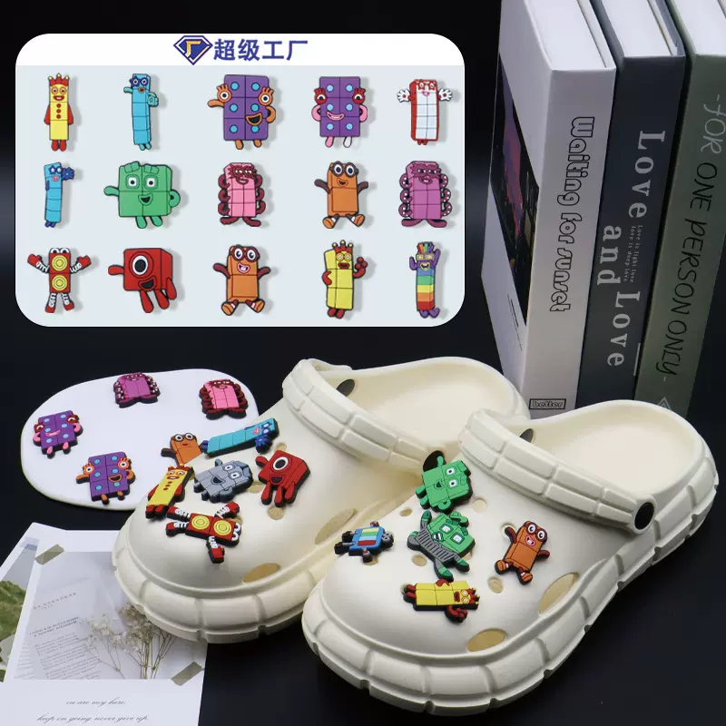 厂家批发积木人鞋花饰品配件滴塑软胶材质鞋带扣高级感洞洞鞋配饰