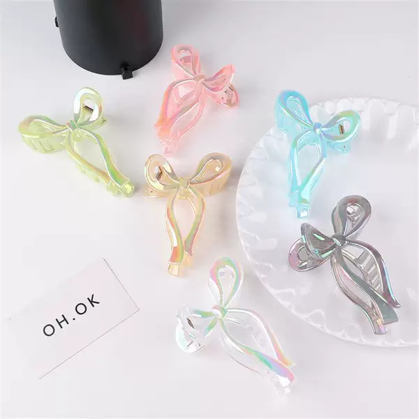 Colorful Ribbon Bow Hair Clip for Women, New High-End Style, Large Shark Clip, Summer Hair Accessory for the Back of the Head That Adds Volume