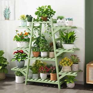 Flower Rack Storage Rack Balcony Floor-Standing Creative Living Room Succulent Solid Wood Multi-Layer Internet Celebrity Flower Pot Wall-Mounted Pothos Shelf